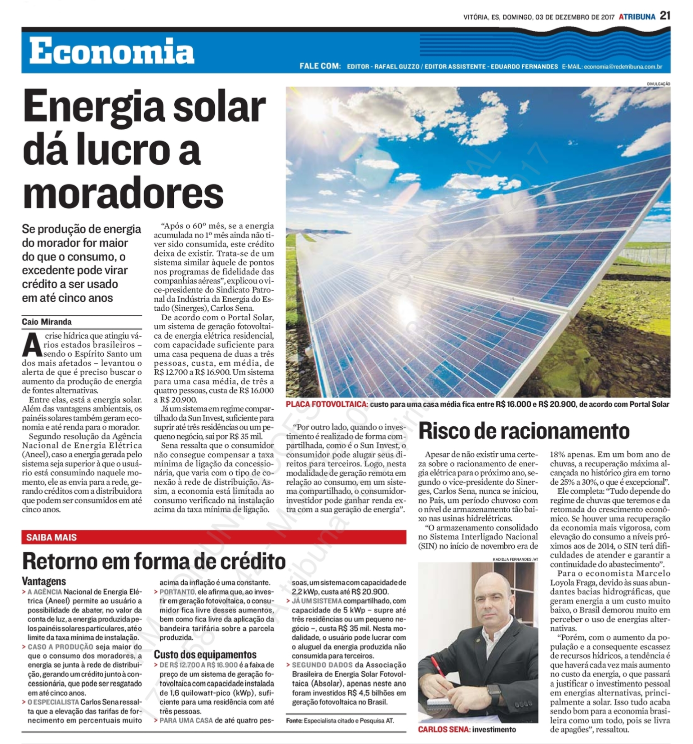 Produzir energia solar é opção de investimento